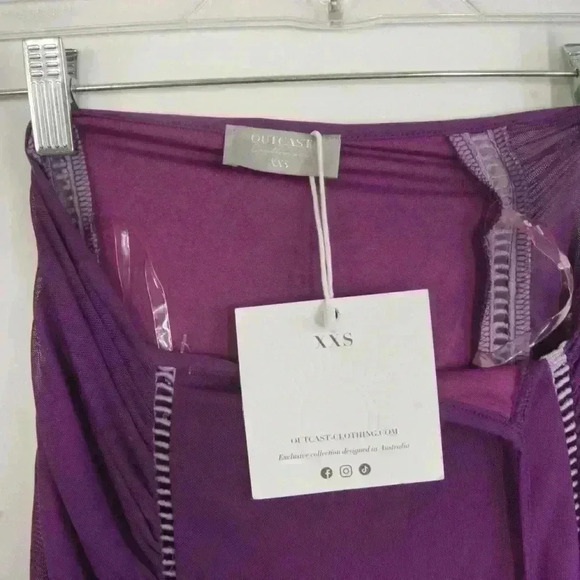 NWT Outcast Australia Purple Asymmetrical Halter Bodycon Midi Dress - Picture 4 of 5